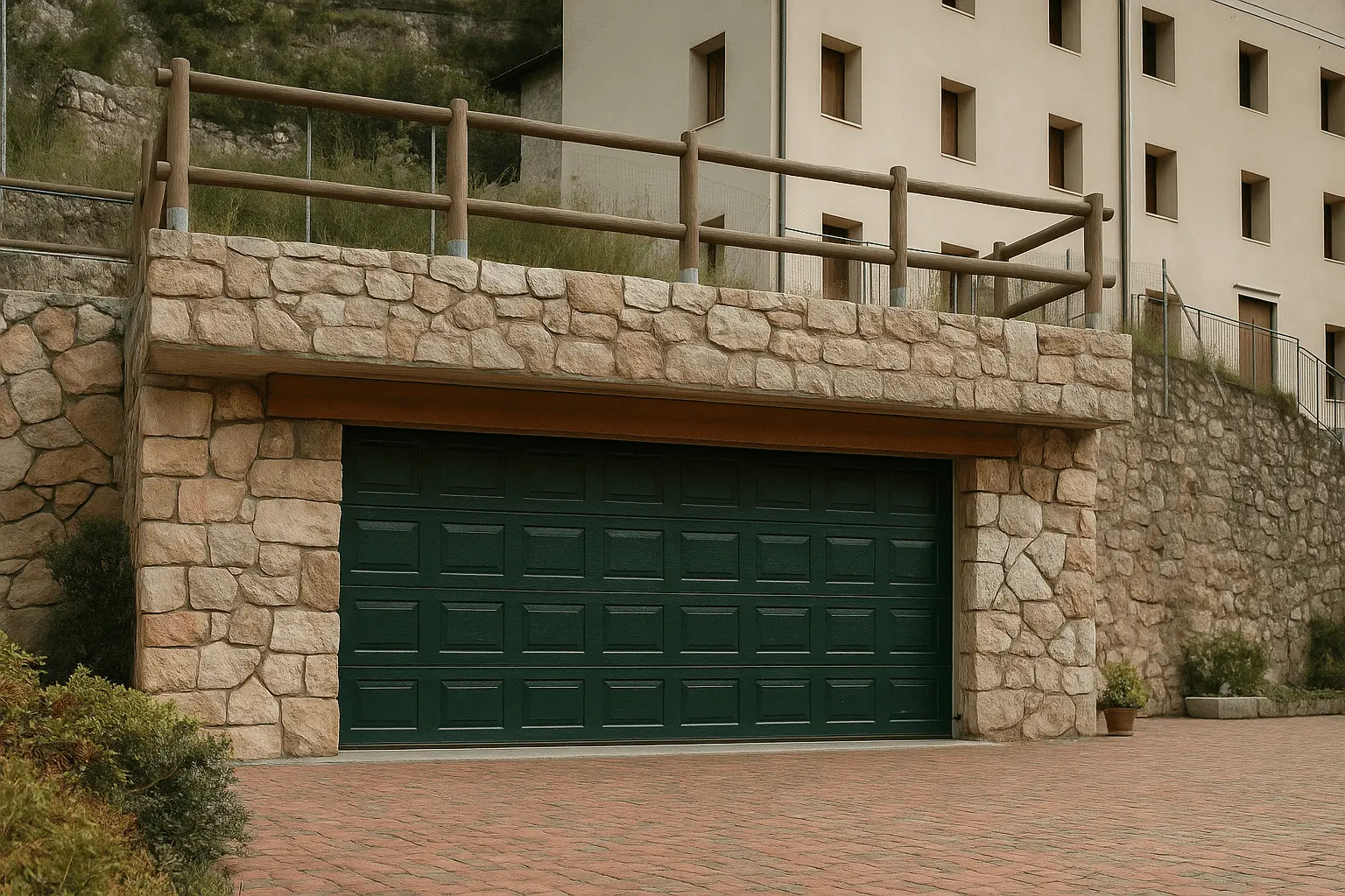 Model I - Porta garage bugnato Castelli Romani