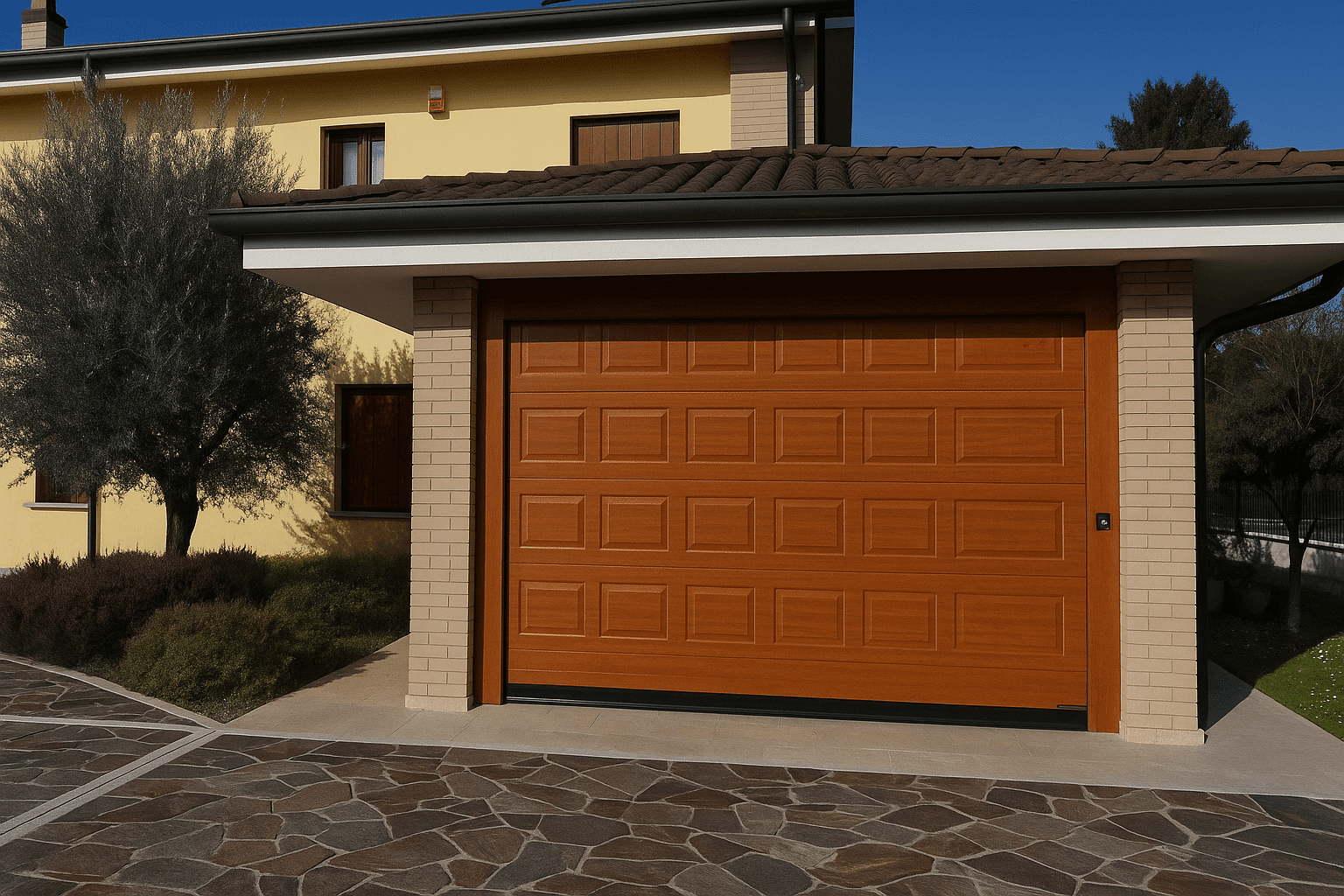 Model V - Porta garage bugnato Roma Sud